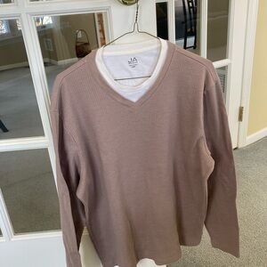 John Ashford Men's Tan V-Neck Sweater: L